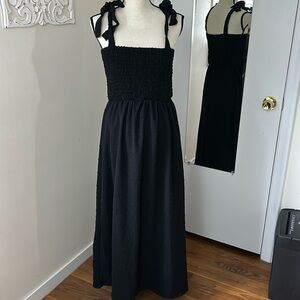 MakeMeChic Boho Floral Print Spaghetti Strap Square Neck Shirred Maxi Dress